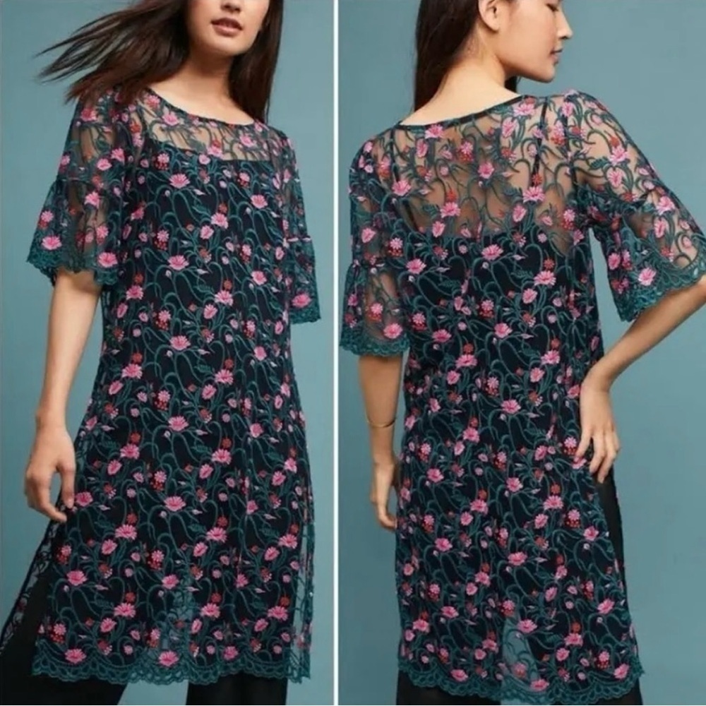 NWT Anthropologie Small Moulinette Soeurs Lace Floral Tunic Longline Dress
